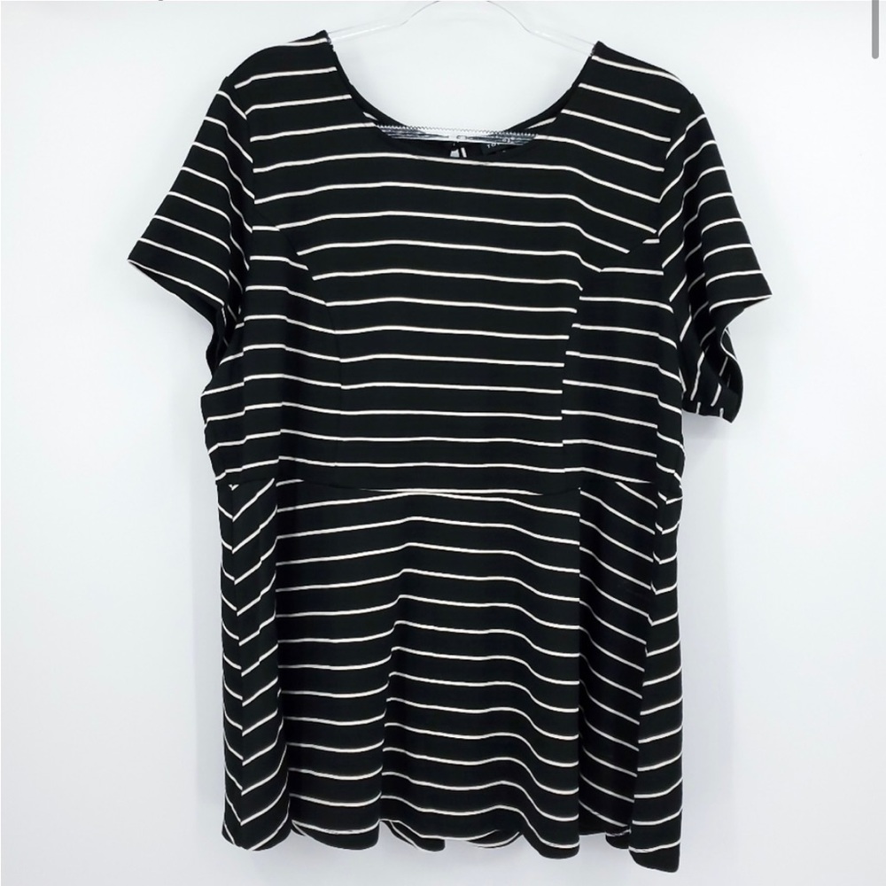 Torrid Pinstripe Ponte Peplum Top